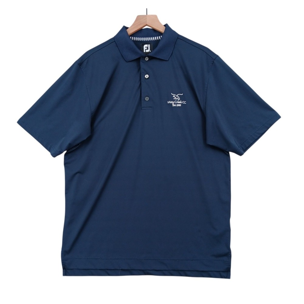 FootJoy Polo Shirt Mens M Navy Blue Misty Creek CC Short Sleeve Performance Golf